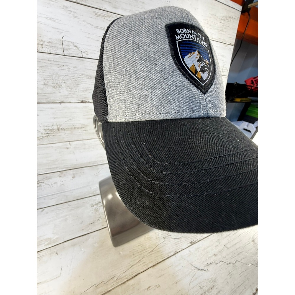 Kuhl Born In The Mountains Trucker Hat Grey Black Mesh Snapback Cap RN108846
